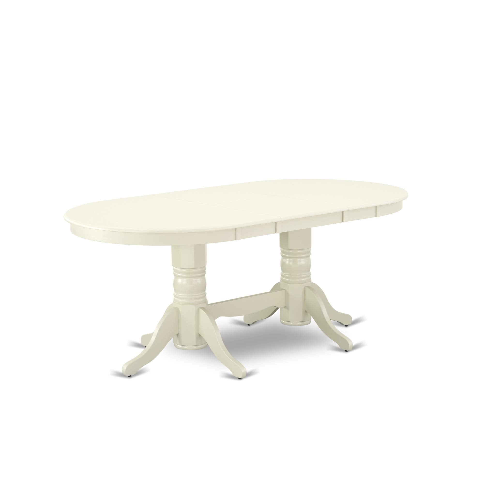 East West Furniture Vabo7-Lwh-W 7 Piece Dining Set Consist Of An Oval Dining Room Table With Butterfly Leaf And 6 Wood Seat Chairs, 40X76 Inch, Linen White